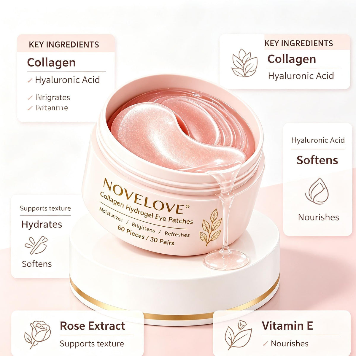 NOVELOVE® Collagen Hydrogel Eye Patches